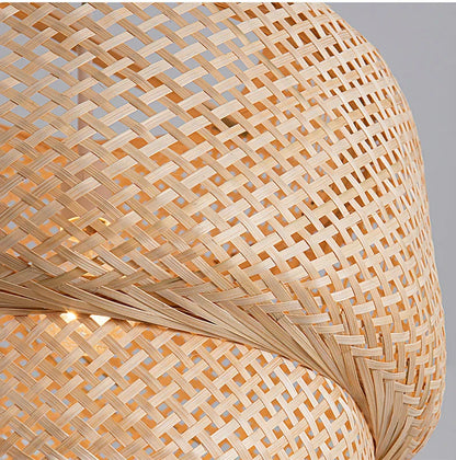 Decorbites™ handcrafted chinese bamboo pendant lamp with natural woven rattan lampshade in warm beige color