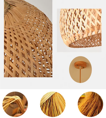 Decorbites™ handcrafted chinese bamboo pendant lamp with natural woven lattice design and warm earthy tones