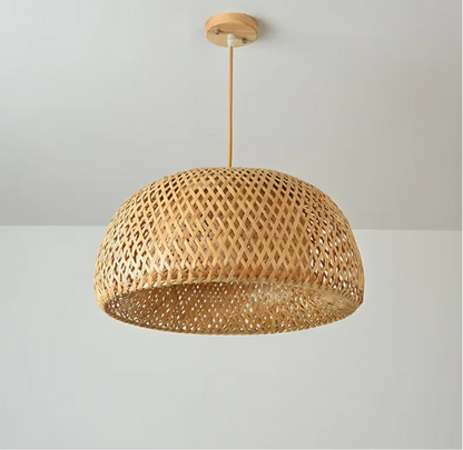 Decorbites handcrafted chinese bamboo pendant lamp with natural woven dome-shaped lattice-patterned shade