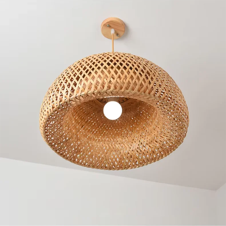 Decorbites™ handcrafted chinese bamboo pendant lamp featuring natural woven lattice design in warm earthy tones