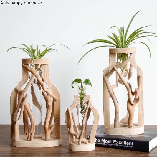 Handcrafted Wooden Vase for Creative Home Decor - Vase