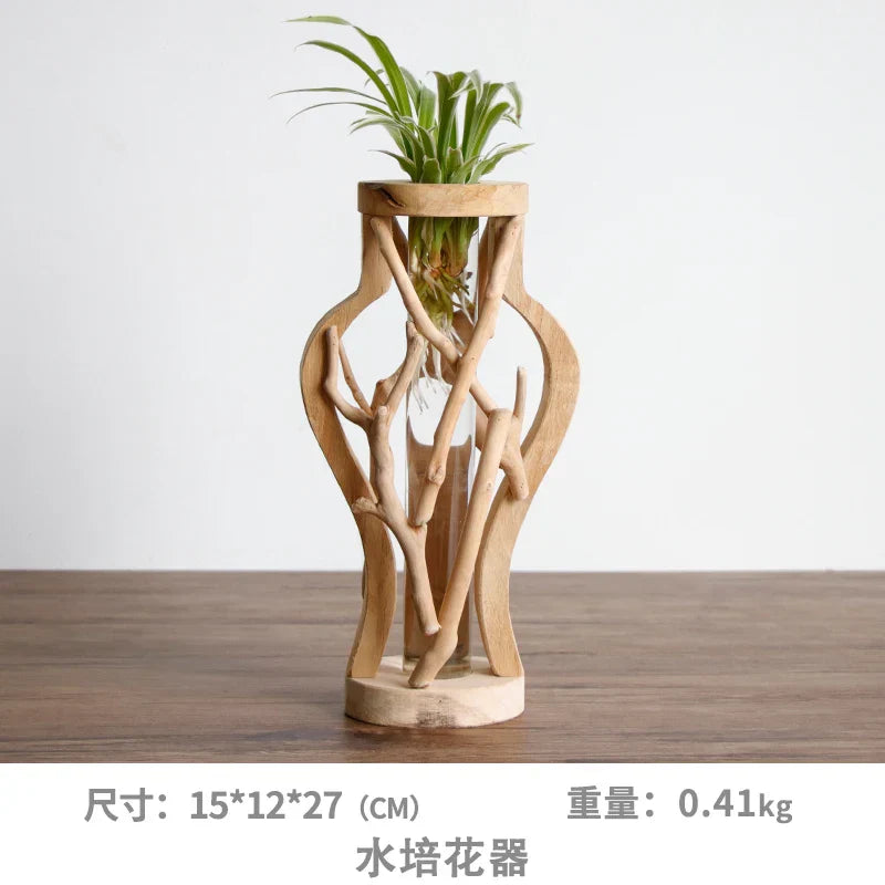Handcrafted Wooden Vase for Creative Home Decor - B - Vase