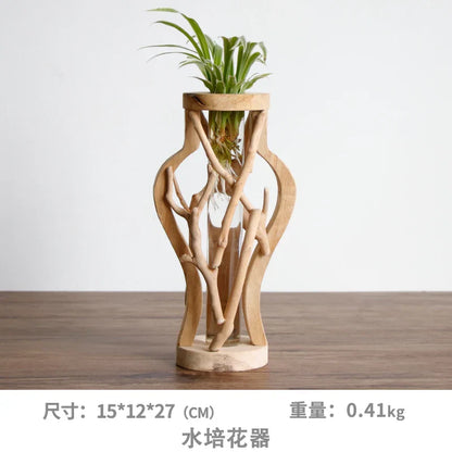Handcrafted Wooden Vase for Creative Home Decor - B - Vase