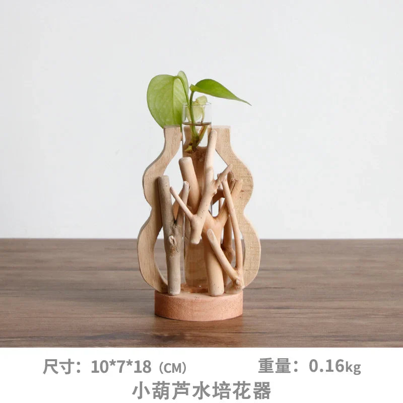 Handcrafted Wooden Vase for Creative Home Decor - D - Vase