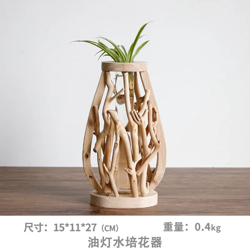 Handcrafted Wooden Vase for Creative Home Decor - E - Vase