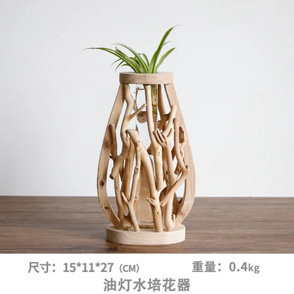 Handcrafted Wooden Vase for Creative Home Decor - E - Vase