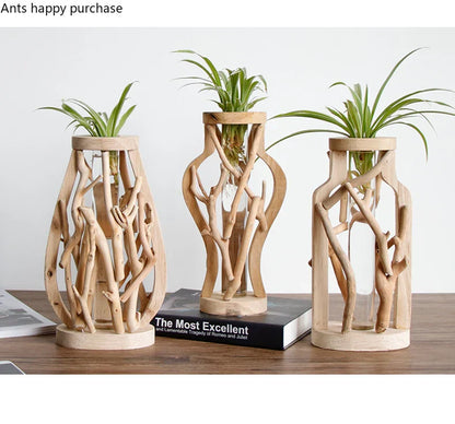 Handcrafted Wooden Vase for Creative Home Decor - Vase