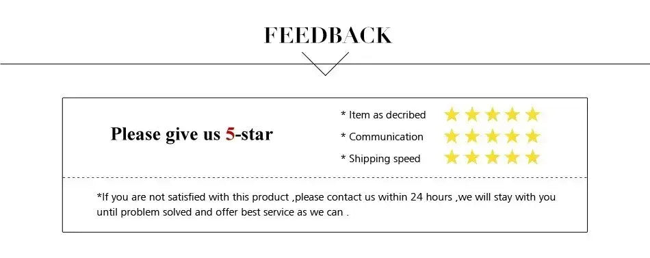 Feedback form with five-star rating prompts for DecorBites™ handmade angel glass vase home decor item description communication and shipping speed