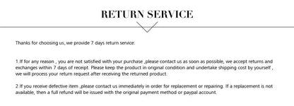 Return service policy document for DecorBites™ handmade angel glass vase with black text on white background