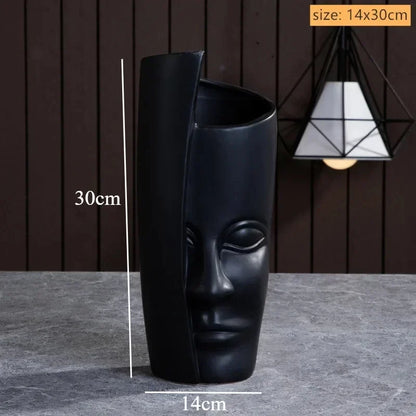 Handmade Ceramic Face Vase for Home Decor - D1 - Vase