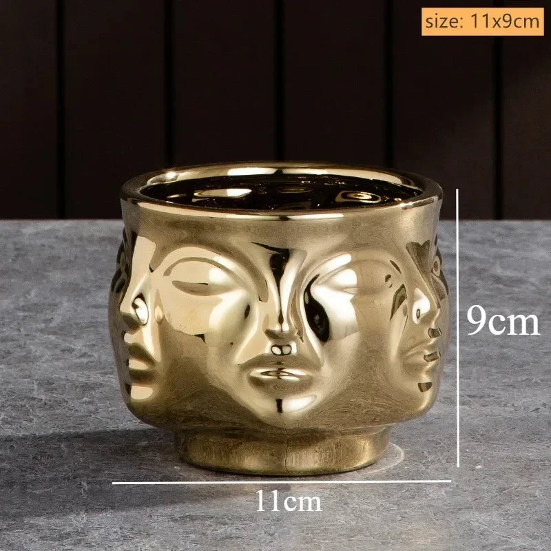 Handmade Ceramic Face Vase for Home Decor - A5 - Vase