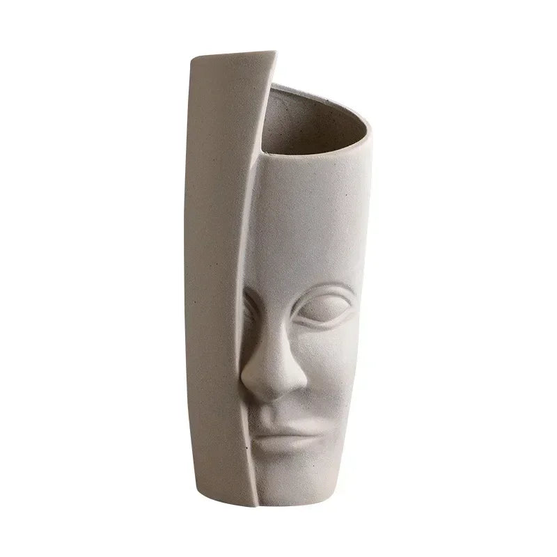 Handmade Ceramic Face Vase for Home Decor - Vase