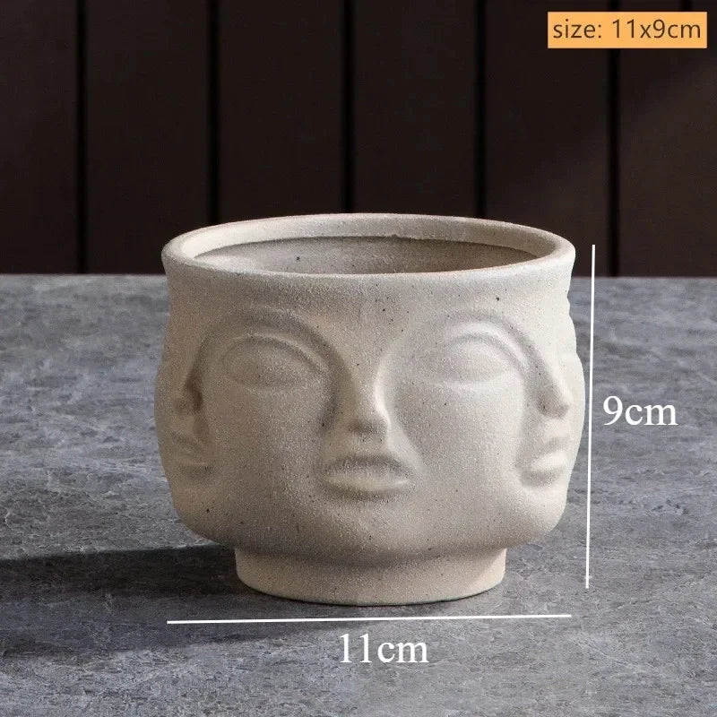 Handmade Ceramic Face Vase for Home Decor - A3 - Vase