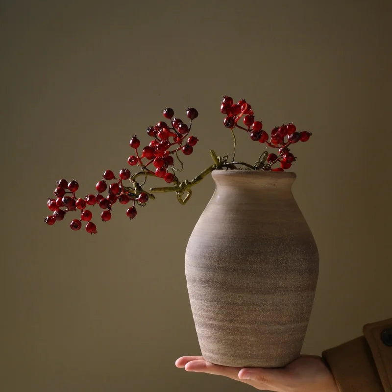 Handmade Ceramic Vase Retro Style Home Decoration - As Picture - Vase