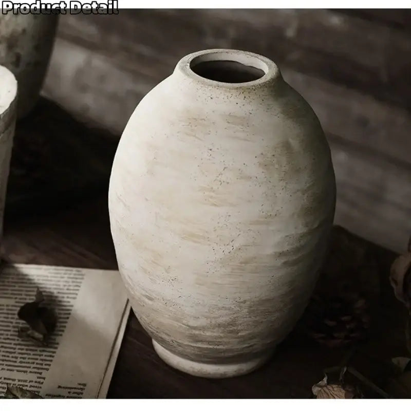 DecorBites™ handmade ceramic vases vintage style off-white rustic textured ceramic vases for home decor