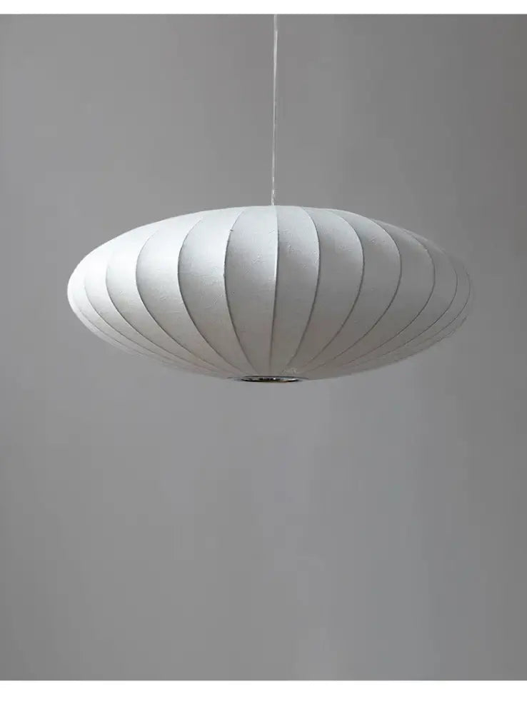 White ribbed silk chandelier pendant light with sleek modern design in japanese style by decorbites