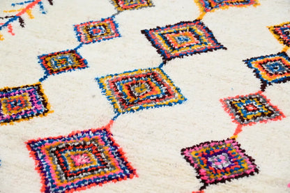 Decorbites™ handmade moroccan azilal rug 236x155cm with vibrant multicolored geometric pattern and textured hand-knotted design