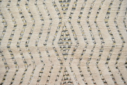 Beige woven decorbites™ handmade moroccan azilal rug 240x155cm with black and beige geometric zigzag pattern
