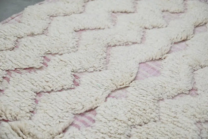 Cream-colored handmade traditional azilal rug with plush texture and raised geometric pattern by DecorBites™ 250x143cm