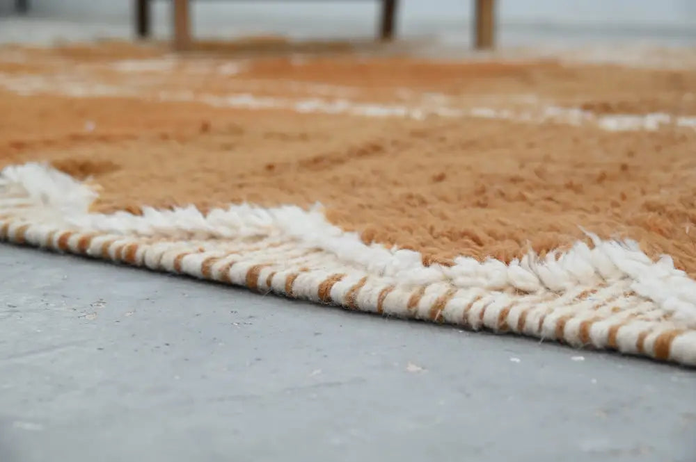 Decorbites™ handmade traditional azilal rug with tan and white braided shaggy surface 328x197cm