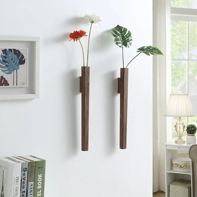 Handmade Nordic Wooden Wall Vase for Plants - Vase