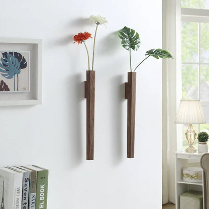Handmade Nordic Wooden Wall Vase for Plants - Vase