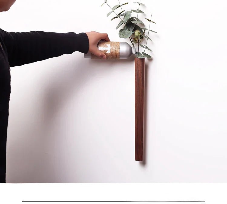 Handmade Nordic Wooden Wall Vase for Plants - Vase