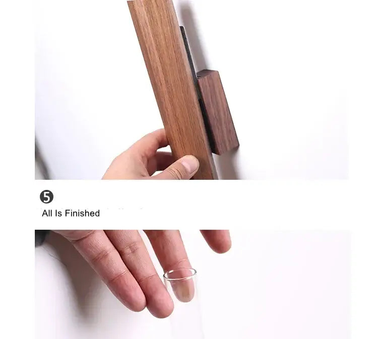 A sleek dark brown handmade nordic solid wood wall vase with minimalist design for plant display