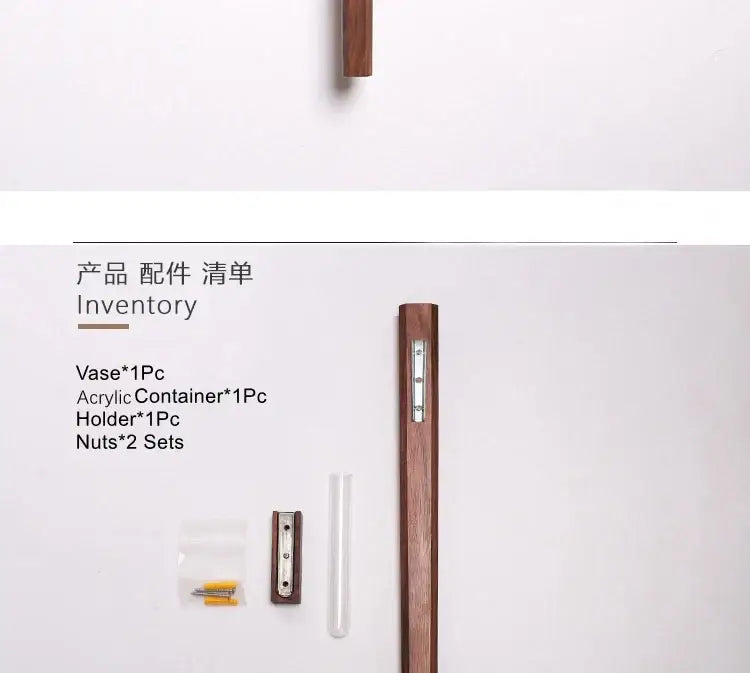 A sleek dark brown solid wood wall vase with a smooth finish handmade nordic design by DecorBites™