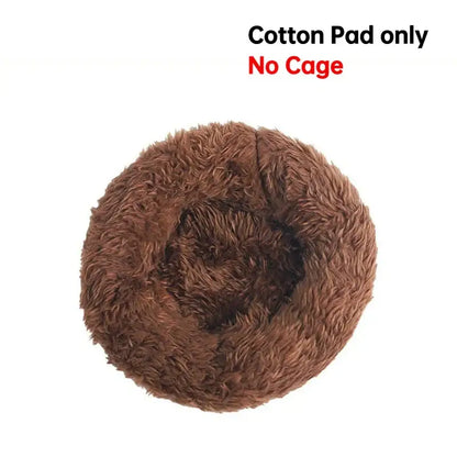 Brown fluffy cotton pad designed for pet comfort in a decorbites handwoven grass bird cage hut for small birds