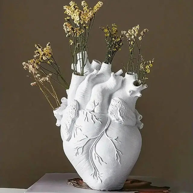 Heart Shape Resin Vase - 4 Colors - White - Vase