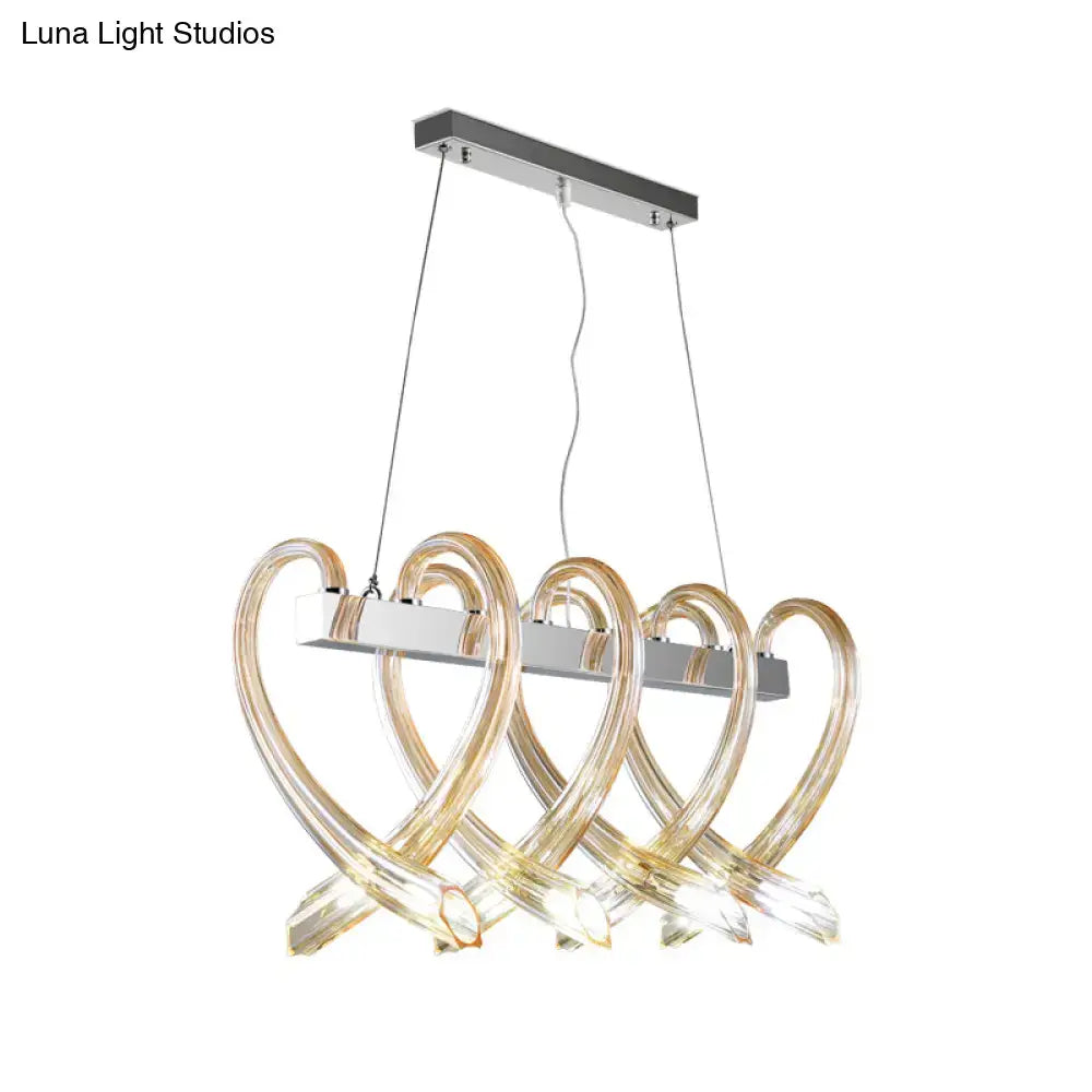 Decorbites™ heart-shaped chrome island light minimalist amber glass pendant with 220v-240v 110v-120v options