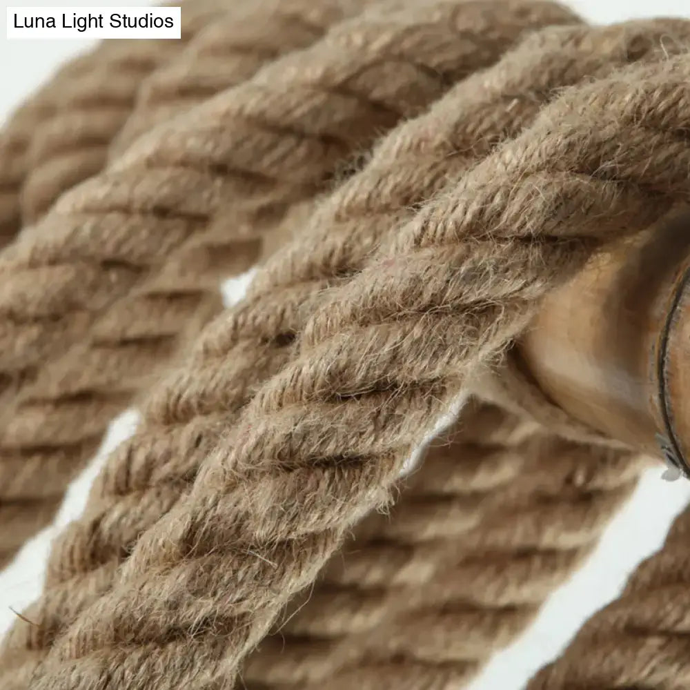 Natural beige hemp rope with textured braided weave for decorbites pendant light with bamboo tube in flaxen