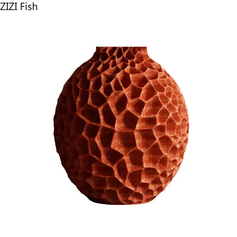 Terracotta ceramic decorbites honeycomb vase with textured surface for office desk decor