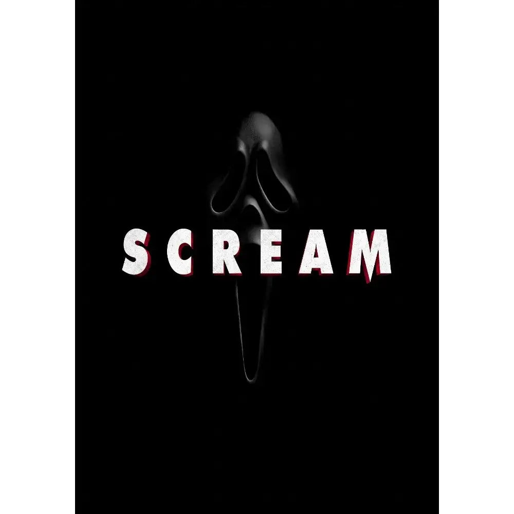 DecorBites™ black ghostface mask wall art retro poster featuring iconic horror movie design for home decor