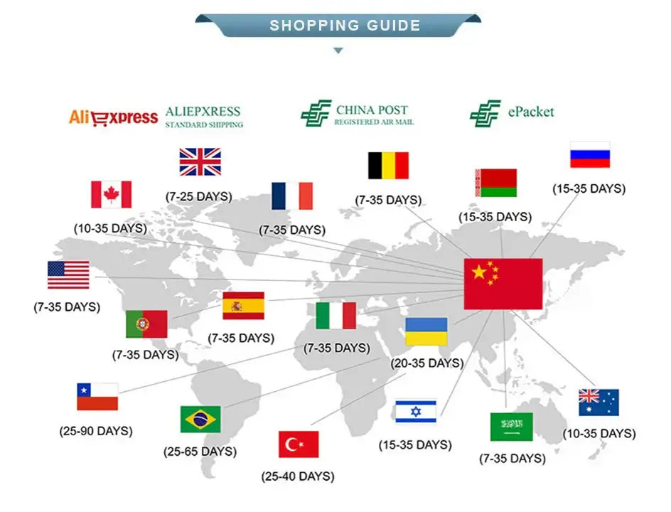 A world map showing china shipping options and delivery times for the DecorBites humorous bathroom poster print