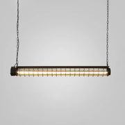 DecorBites industrial black cage island pendant with tubular design and wire mesh for cage dining room ceiling