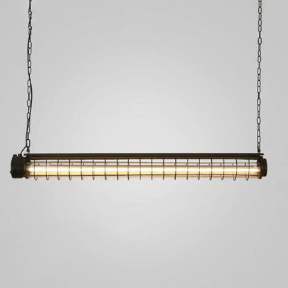 Decorbites industrial black cage island pendant with tubular design metal frame and wire mesh for dining room lighting