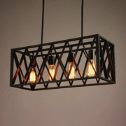 Decorbites industrial black iron pendant light with geometric lattice design and chain cord length for 220v-240v and 110v-120v use