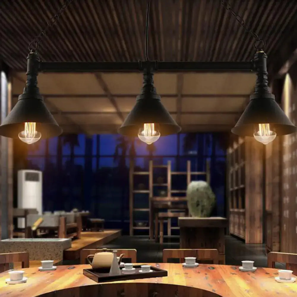 Black industrial pendant light with exposed filament bulbs wrought iron hanging lamp for dining room 220v-240v 110v-120v