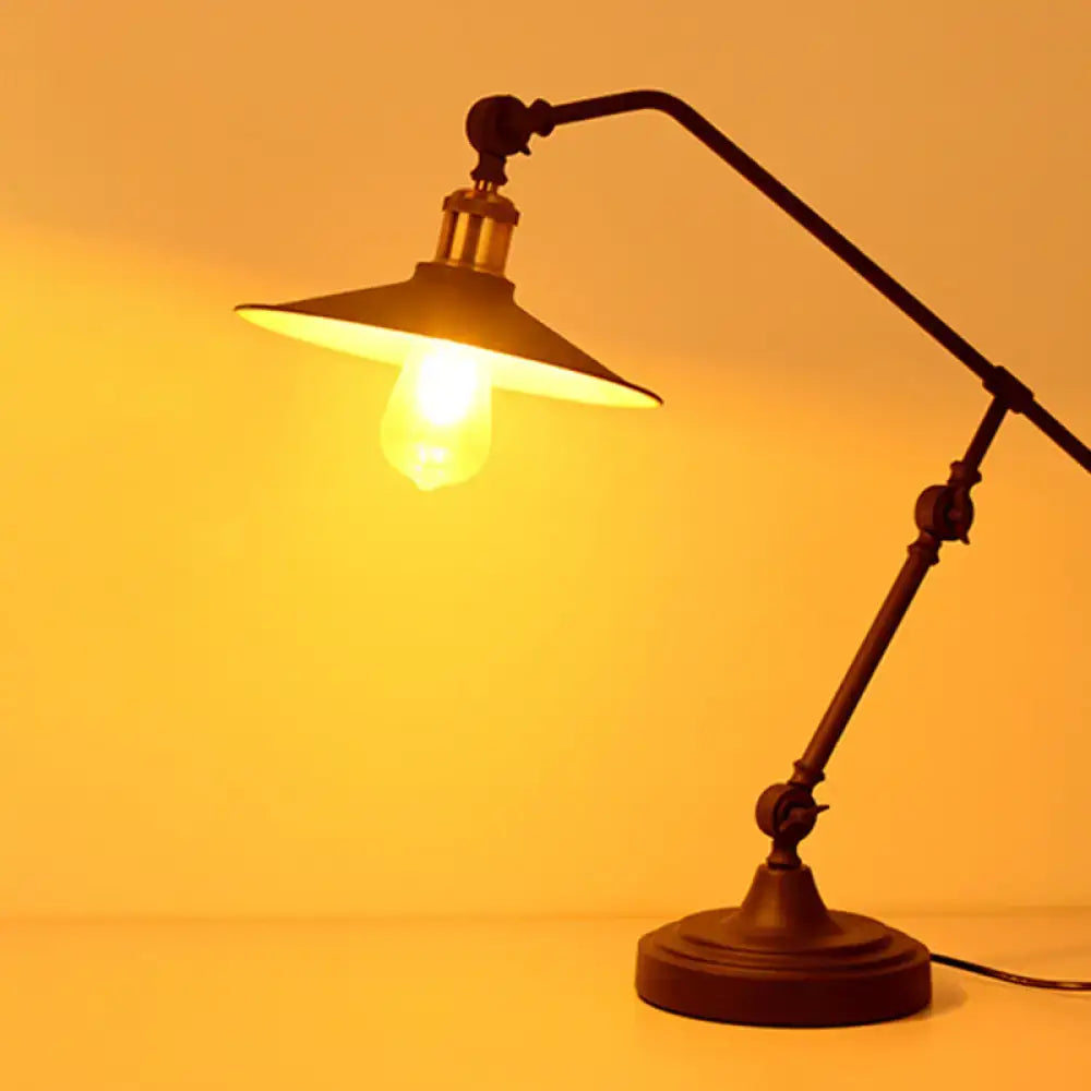 Decorbites™ industrial matte black metal table lamp with balance arm and glowing filament bulb for reading light 220v-240v