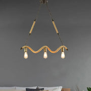 DecorBites industrial metal island pendant light with beige rope body brass fixtures and exposed bulbs 220v-240v 3 lights