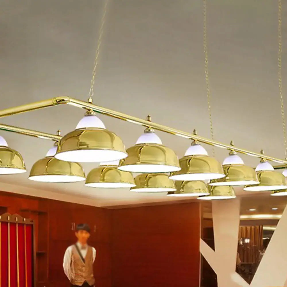 Decorbites™ industrial metal mirrored bowl pendant light with gold dome shades and white glass suspended lighting fixture