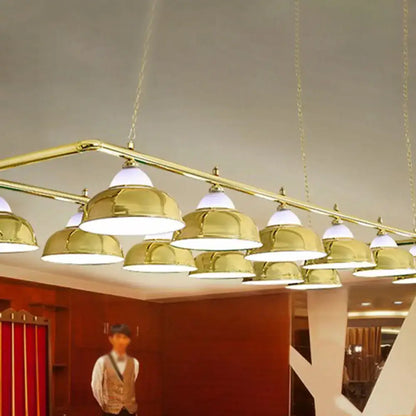 Decorbites™ industrial metal mirrored bowl pendant light with gold dome shades and white glass suspended lighting fixture
