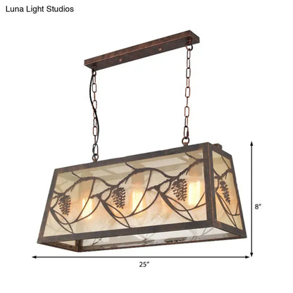 Bronze-finished decorbites industrial metal pendant lighting with rectangle shade and frosted glass pinecone design bulb base e26