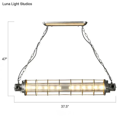 Decorbites industrial silver metal pendant light with cylindrical wire cage and clear glass shade fits smd e26 e27 bulbs