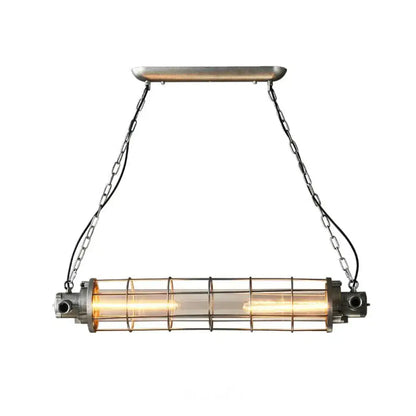 Decorbites industrial silver metal pendant light with cylindrical wire cage clear glass shade and smd e26 e27 bulbs