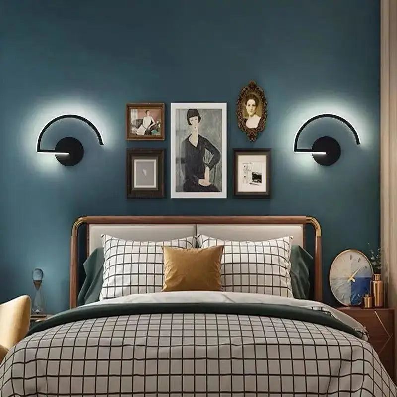 Black curved ingegerd wall lamp with integrated led lighting modern design by DecorBites™