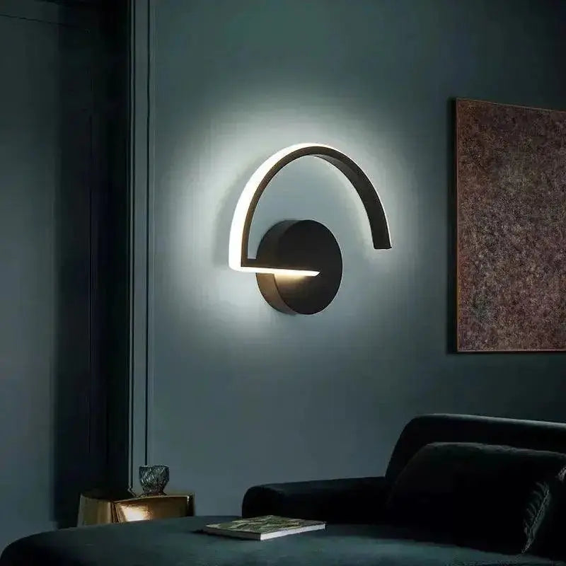 Decorbites™ ingegerd wall lamp features a modern black and white curved minimalist design wall sconce