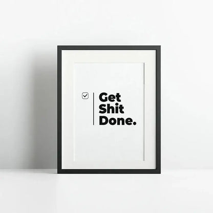 Black-framed minimalist DecorBites™ inspirational quote poster with bold black text and checkmark on white background
